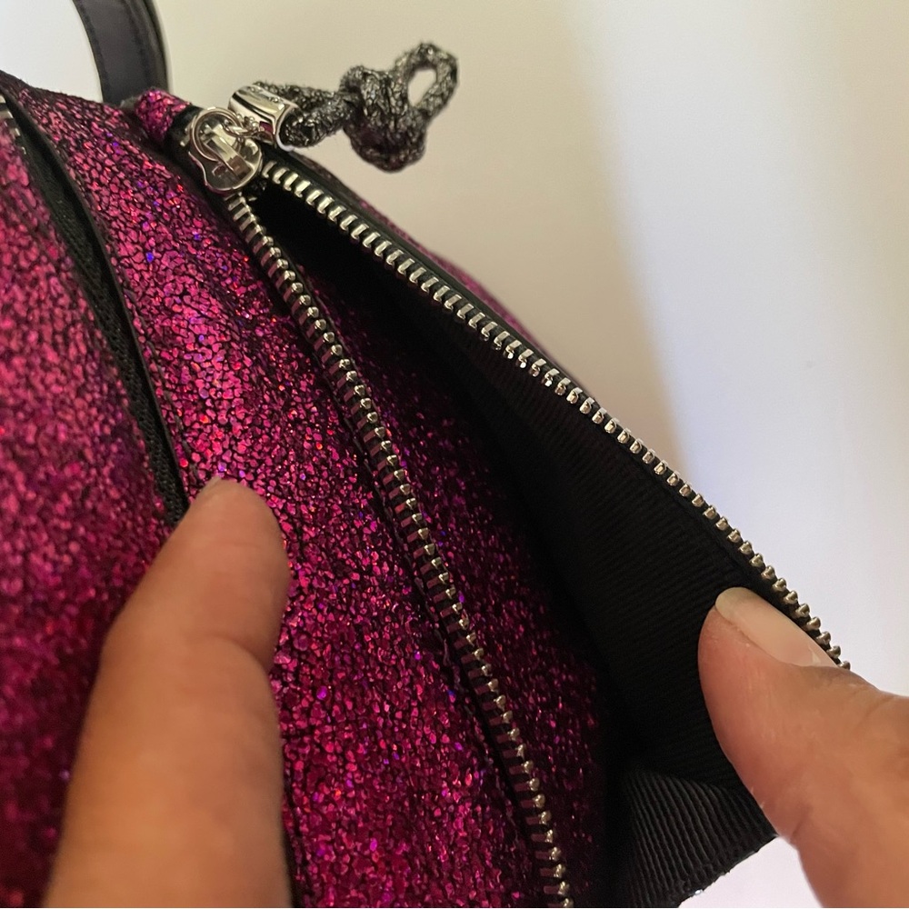 *****SOLD******FURLA RARE METALLIC GLITTER HOT PINK/FUSCHIA SMALL CROSSBODY - Picture 6 of 9